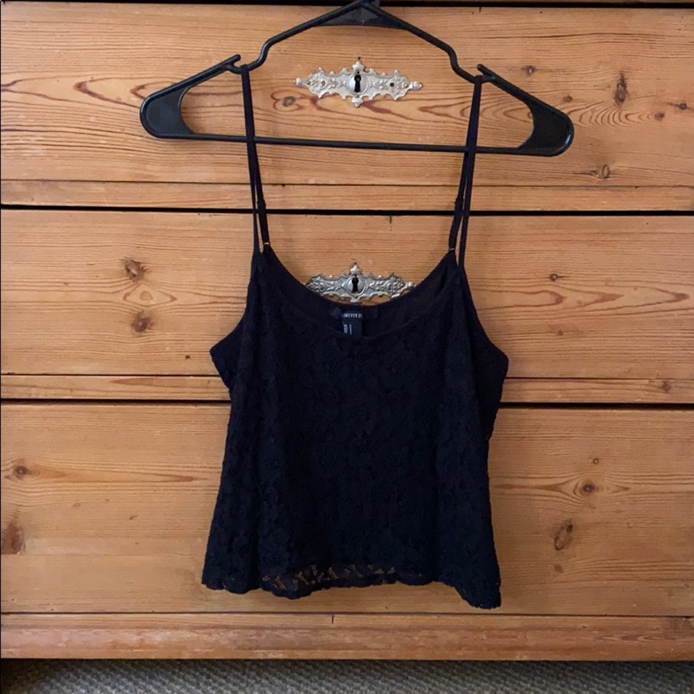 Black floral lace tank top!